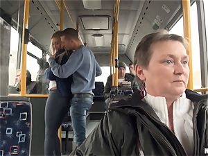 Lindsey Olsen romps her fellow on a public bus
